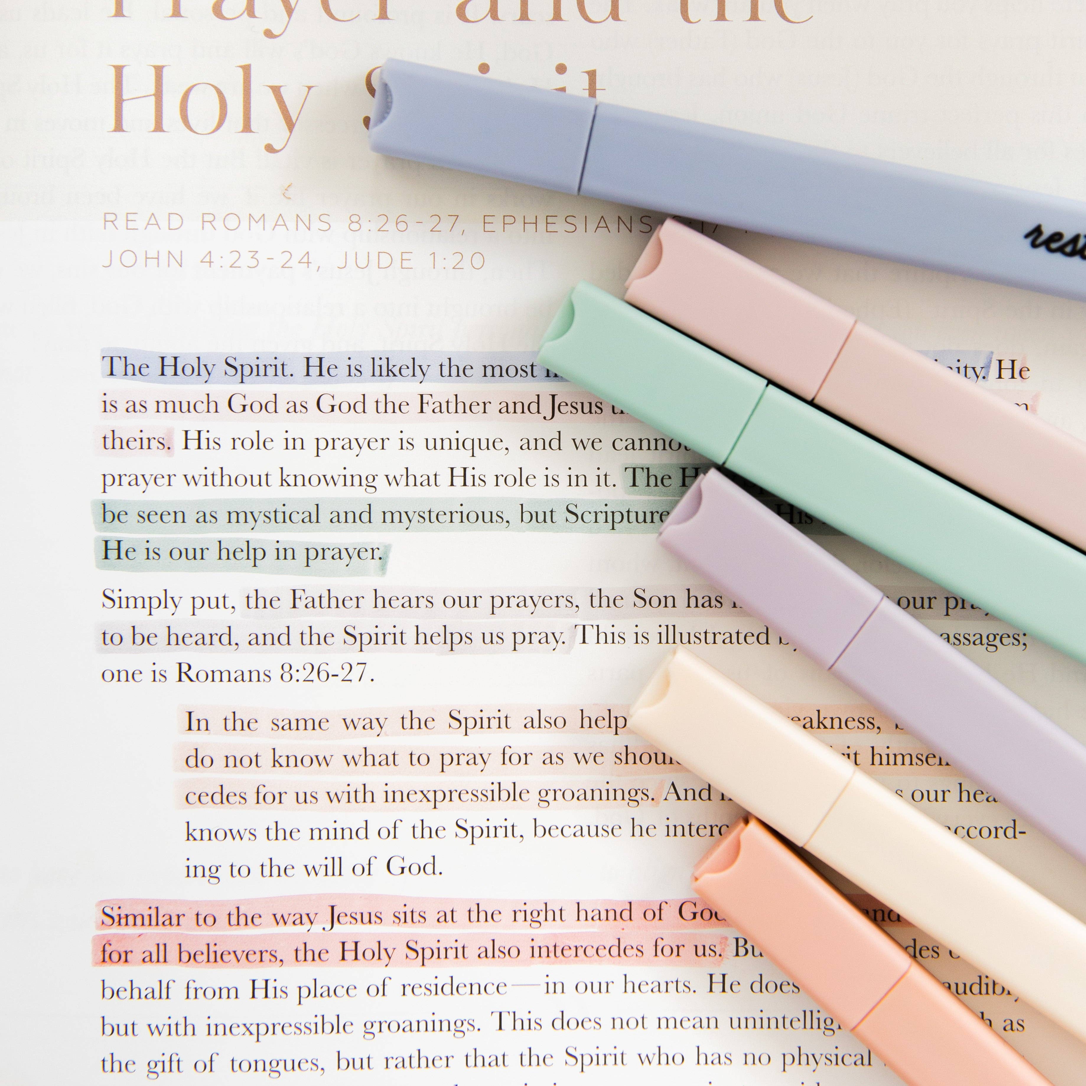 Muted Pastel Bible Highlighters – No-Bleed, Dual-Tip for Study & Reflection