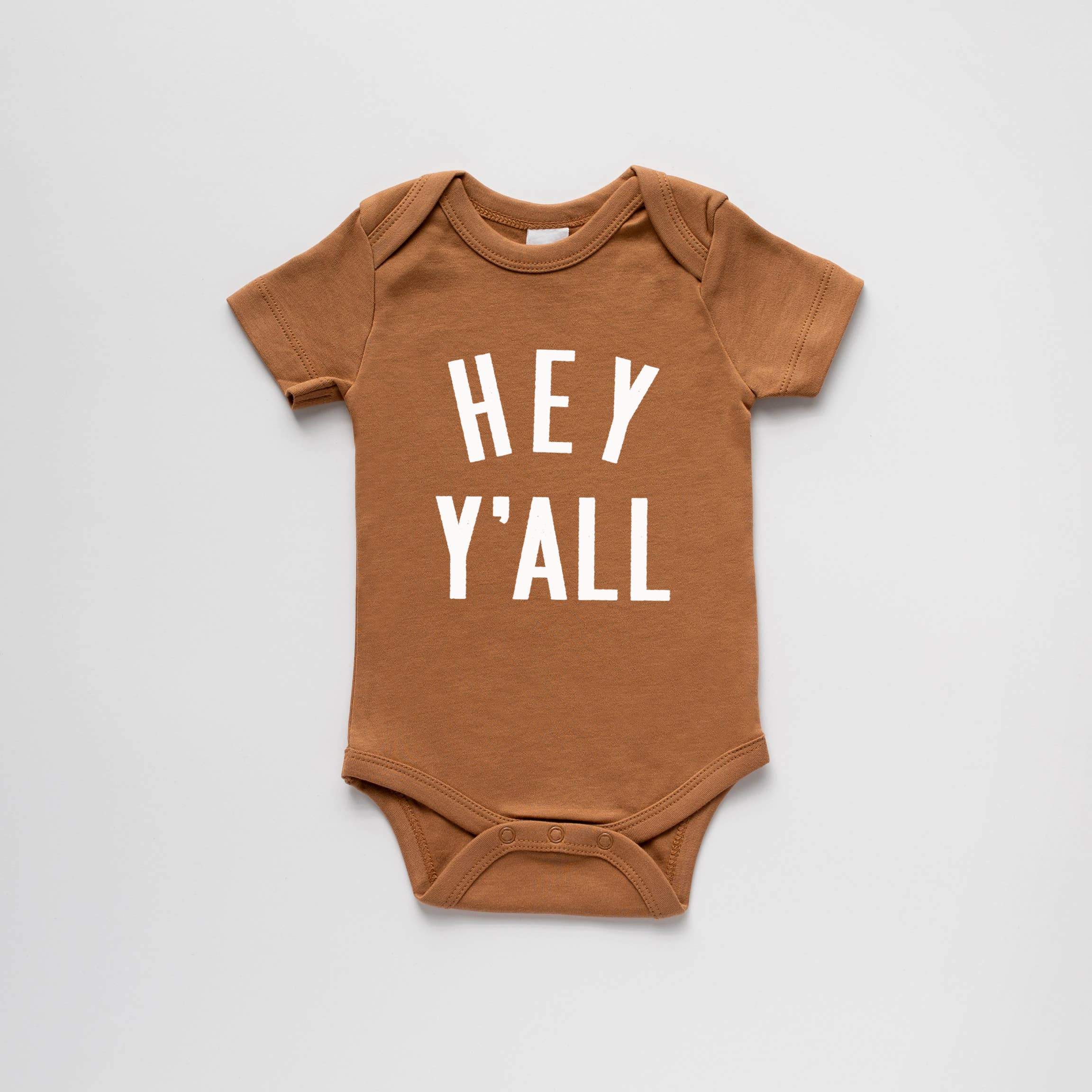Hey Y’all Baby Bodysuit – Organic Cotton Burnt Orange Baby Outfit (0–3 & 3–6 Months)