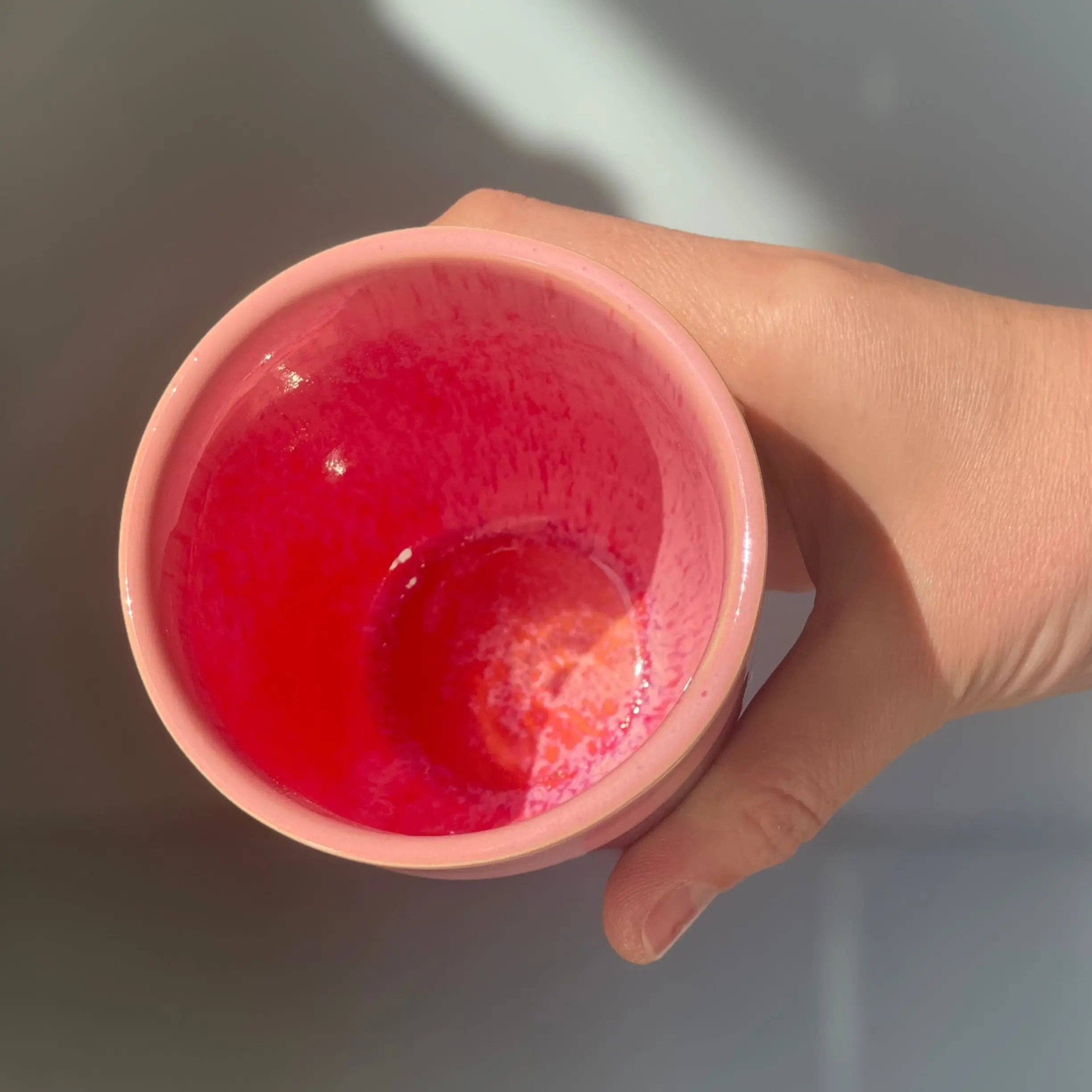 Pink Ombre Ceramic Travel Cup – 12oz Handmade Coffee Mug (Microplastic Free, Made in Portugal)