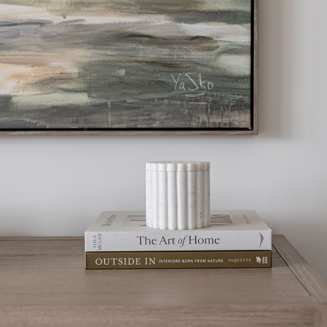White Marble Fluted Jar – Neutral Stone Storage Accent