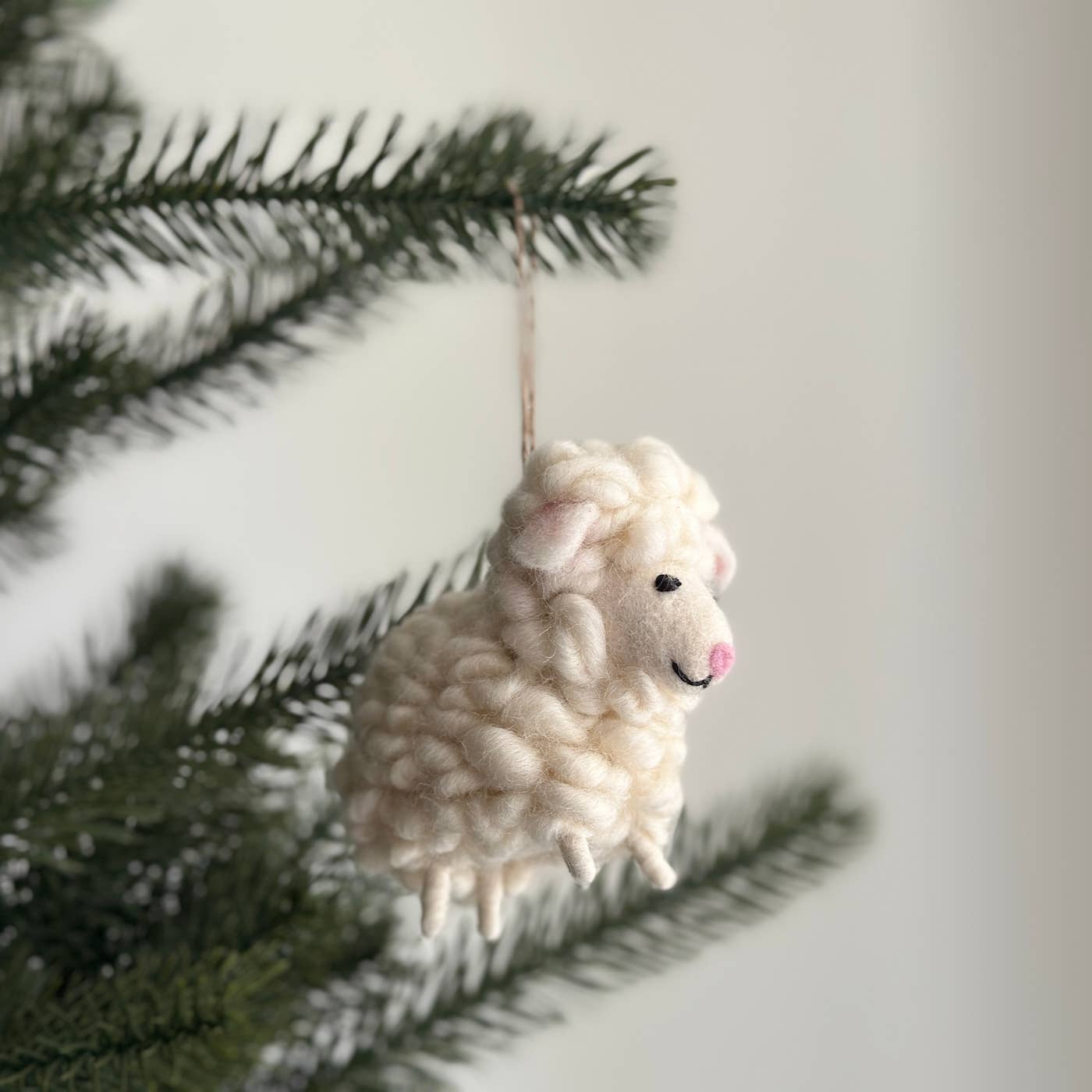 Felt Fluffy Sheep Ornament | Handmade Wool Christmas Ornament