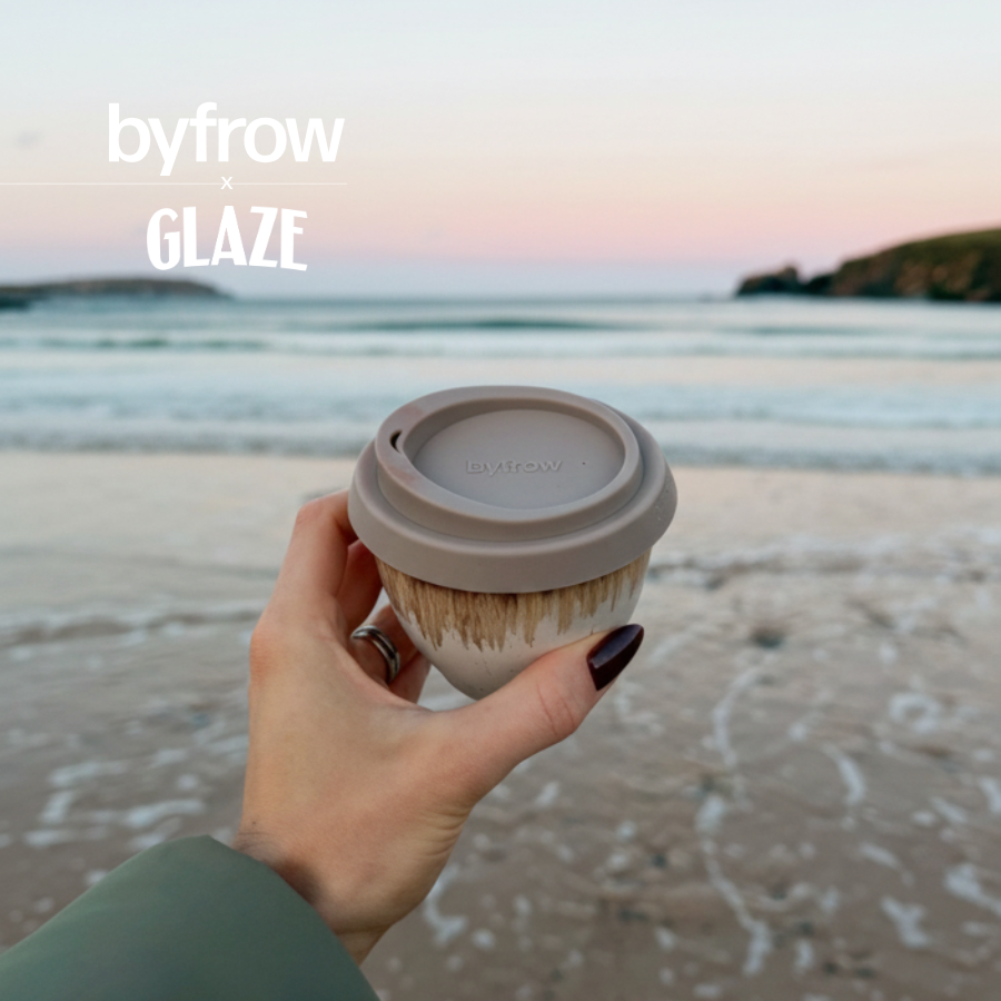 byfrow x Glaze Ceramic Travel Cup – 6oz Handmade Coffee & Tea Mug (Microplastic-Free, Made in Portugal)