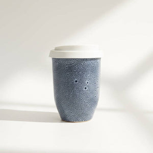 Blue Ceramic Travel Cup – 8oz Handmade Coffee & Tea Mug (Microplastic-Free, Made in Portugal)