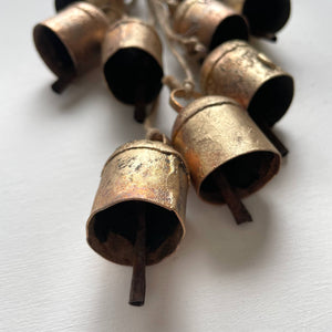 Add some festive charm to your home with these beautiful brass bells! Perfect for holiday decor, they come clustered with jute for a charming touch. Use them to add a touch of whimsy to your wreaths, doorways, mantels, and even countertops. Bring the holiday spirit into every corner of your home with these charming brass bells. As each bell/hanging is handmade, no two are exactly the same and small variations is to be expected in both size and finish.