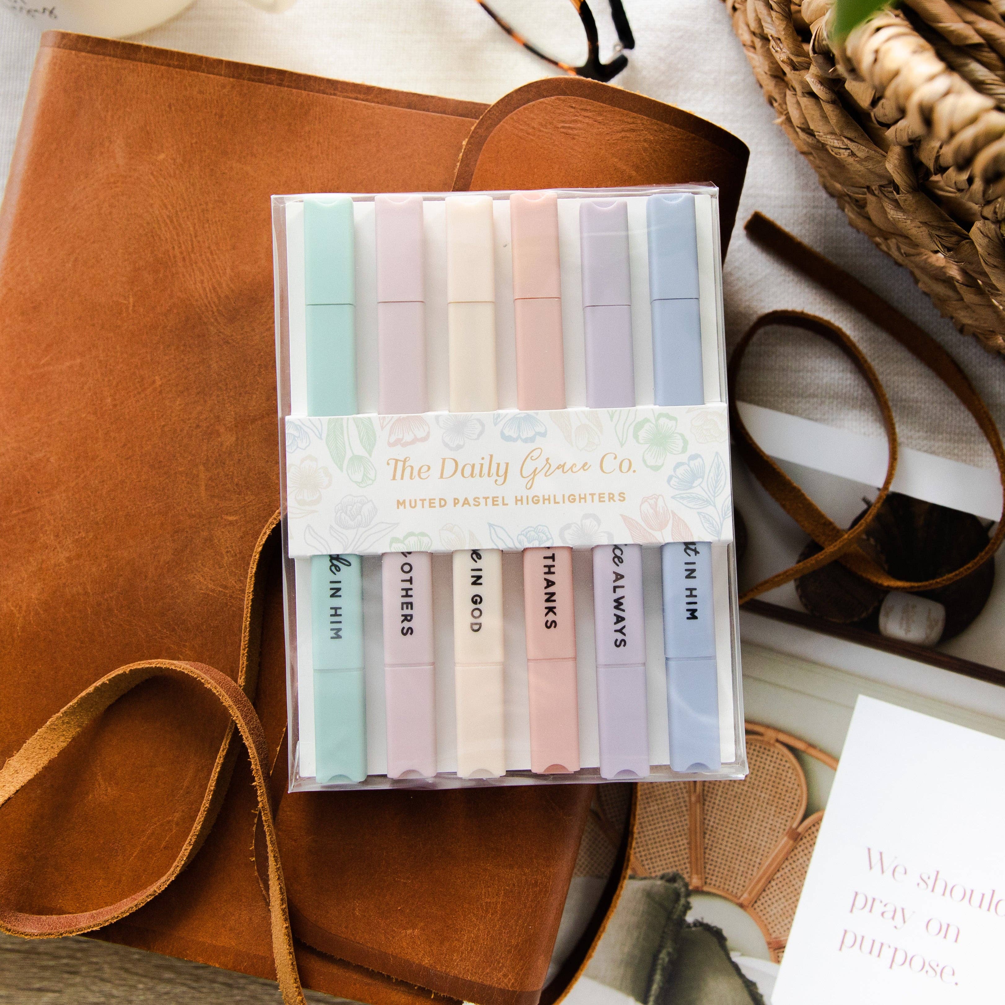 Muted Pastel Bible Highlighters – No-Bleed, Dual-Tip for Study & Reflection