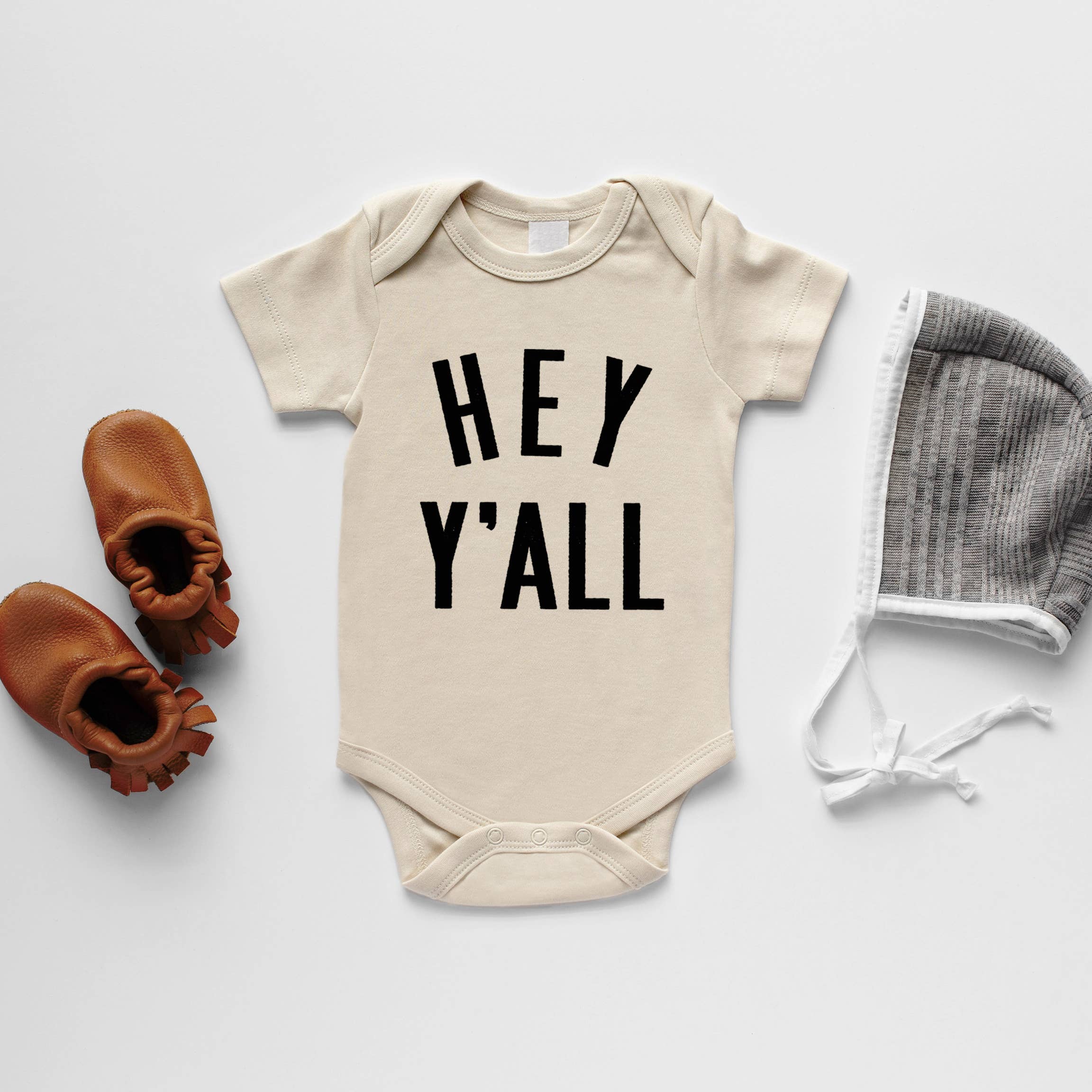 “Hey Y’all” Organic Cotton Baby Onesie – Southern Charm, Made Simple
