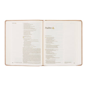 Our soft and delicate suede Shiloh Bible is inspired by the town of Shiloh in the state of Georgia, where the neighboring Callaway Gardens house the beautiful Cecil B. Day Butterfly Center. In the same way that butterflies undergo an intricate transformation to reach their full beauty, we pray this Bible works in your heart to transform you from the inside out. The back features this beautiful verse from Psalm 16:11: “You make known to me the path of life; in your presence there is fullness of joy.”