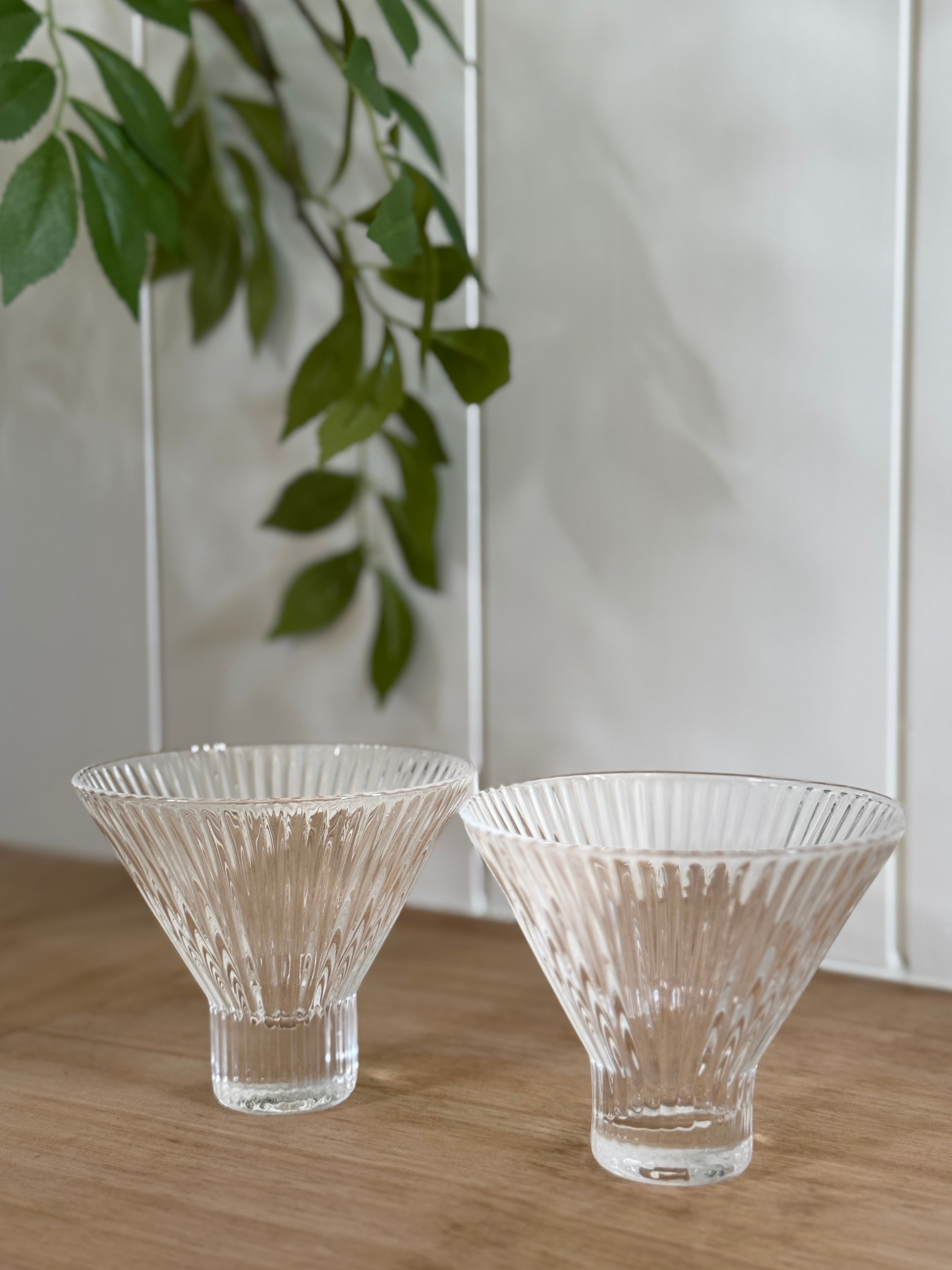 Ribbed Martini Glasses | Pressed Glass Cocktail & Dessert Cups