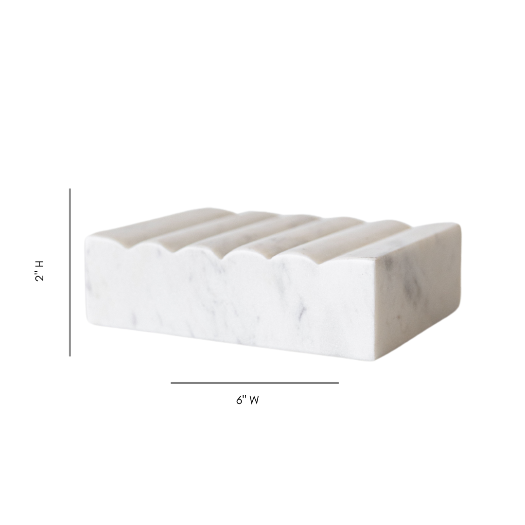 White Marble Scallop Soap Dish – Elegant Bathroom & Kitchen Accent