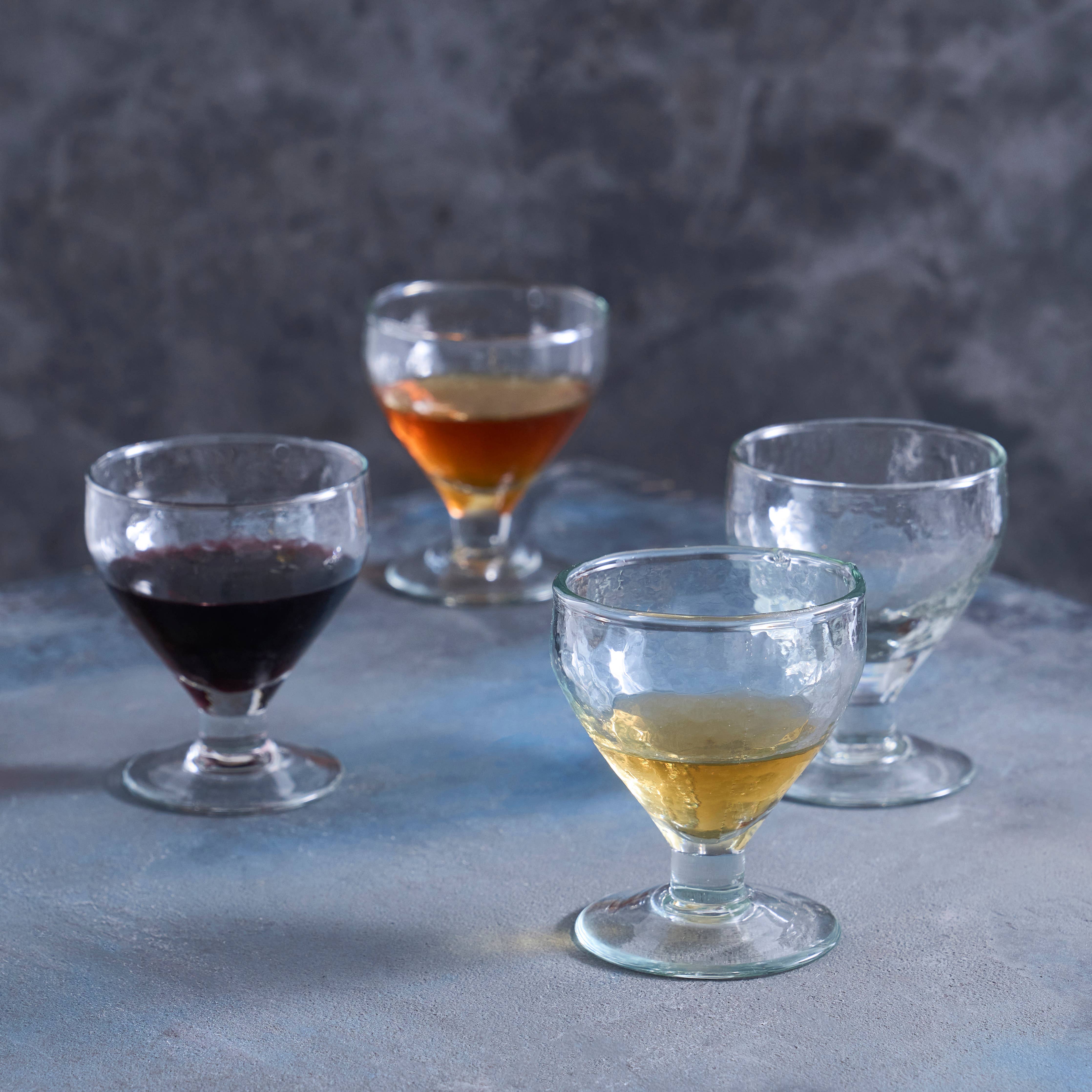 pebbled footed glass
