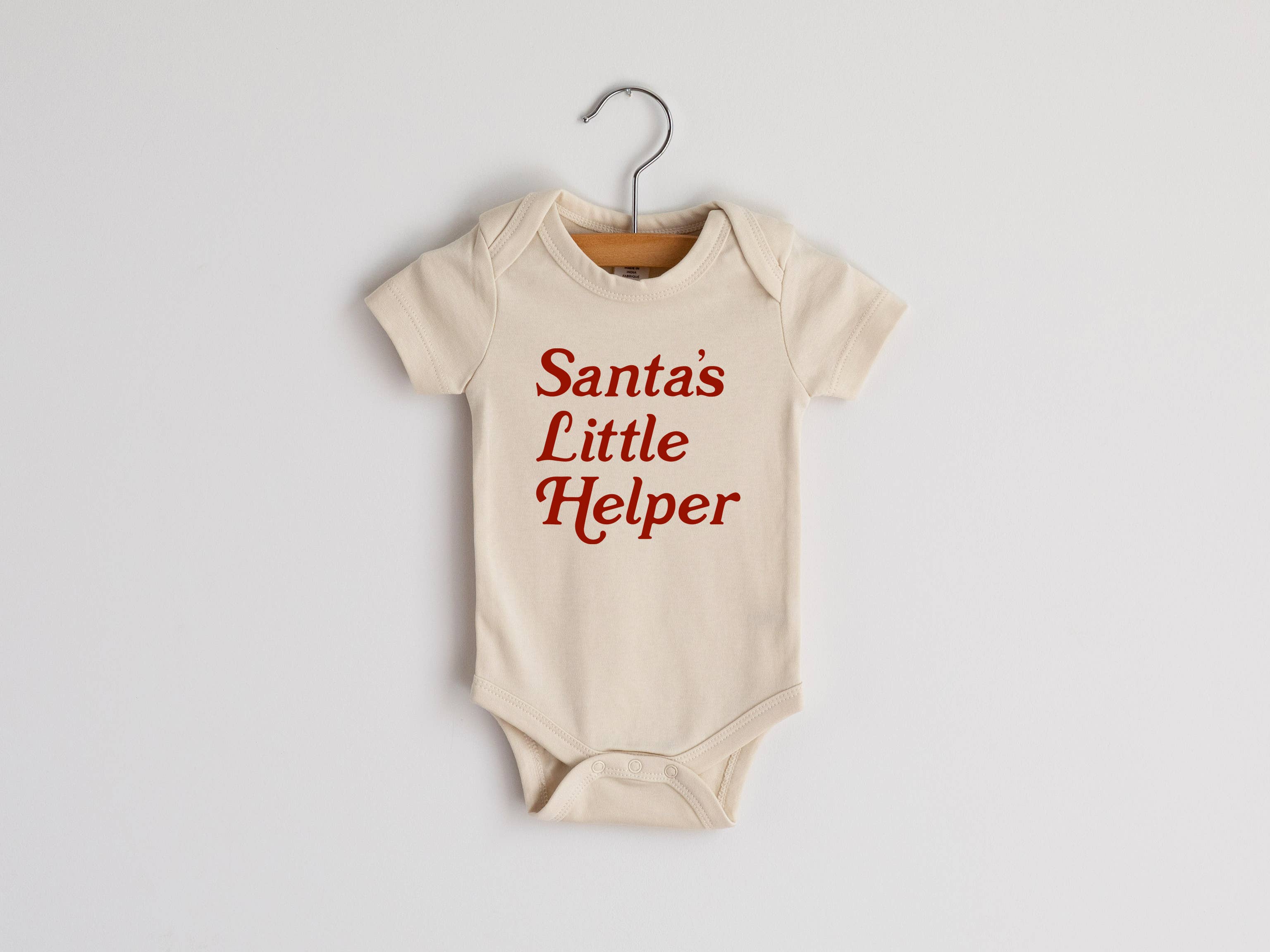 Santa’s Little Helper Baby Bodysuit | Organic Cotton Long Sleeve Christmas Outfit