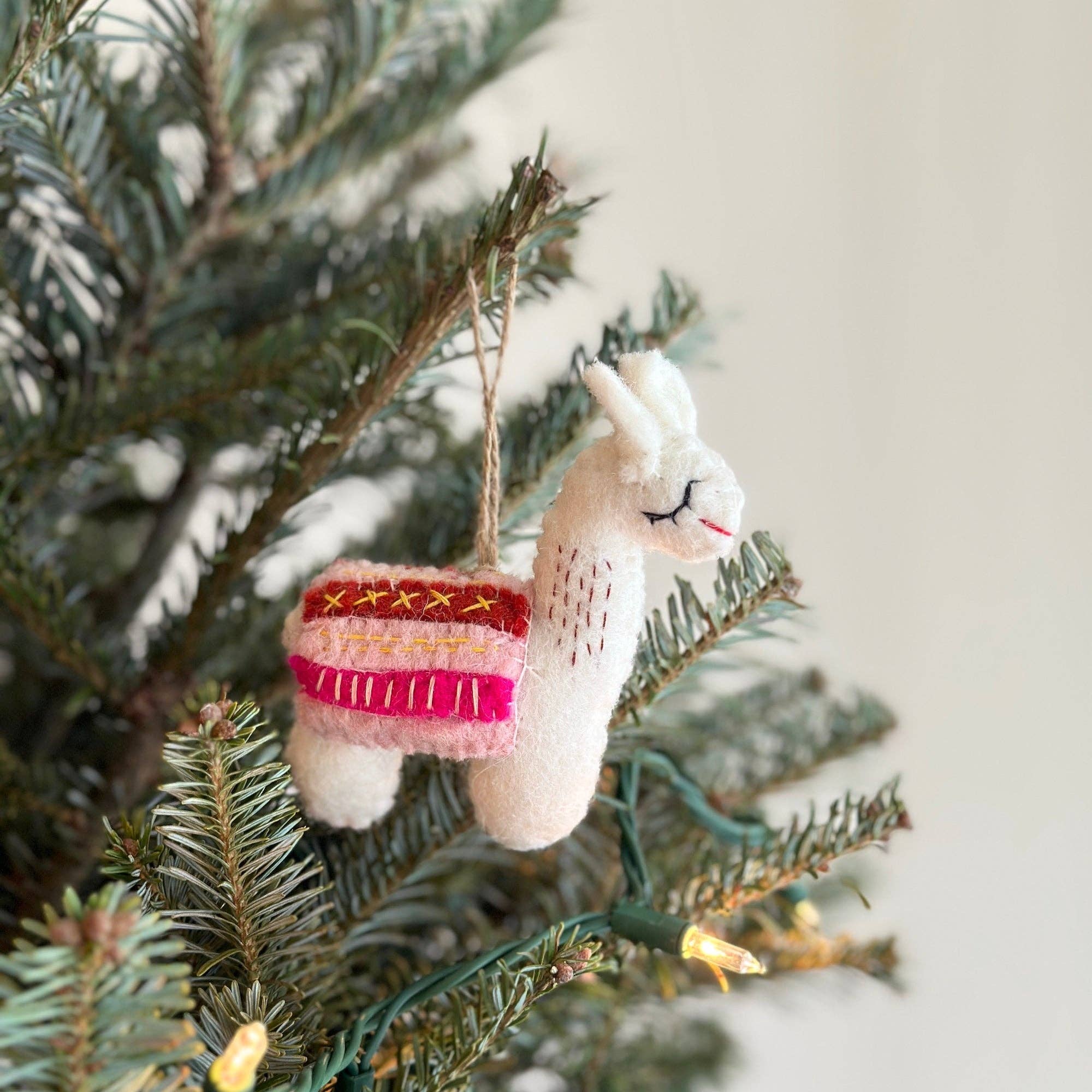 Felt Llama Ornament | Handmade Wool Christmas Ornament