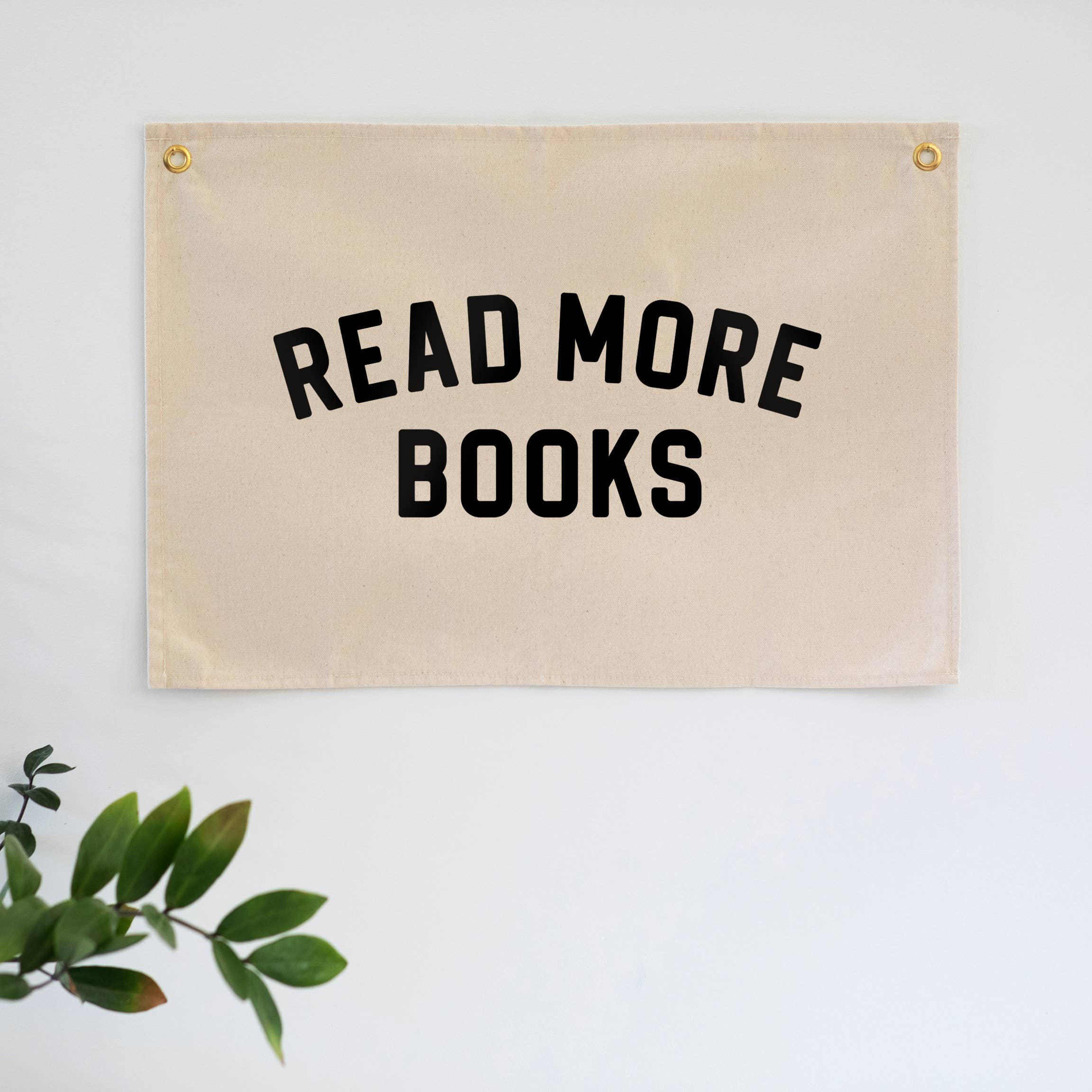 Book Lover Gift – Read More Books Natural Canvas Wall Hanging