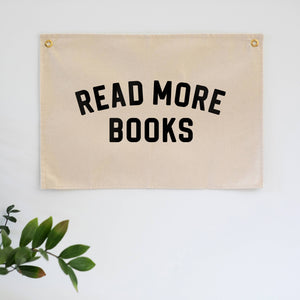 Book Lover Gift – Read More Books Natural Canvas Wall Hanging