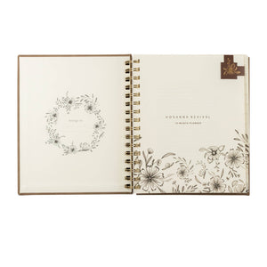This planner includes a Month-at-a-Glance spread, a monthly calendar, weekly horizontal spreads, and extra note pages. With Scripture planted throughout the pages, each week has space to write out a “word for your week” in hopes that it would be a reminder of truth to guide your days.
