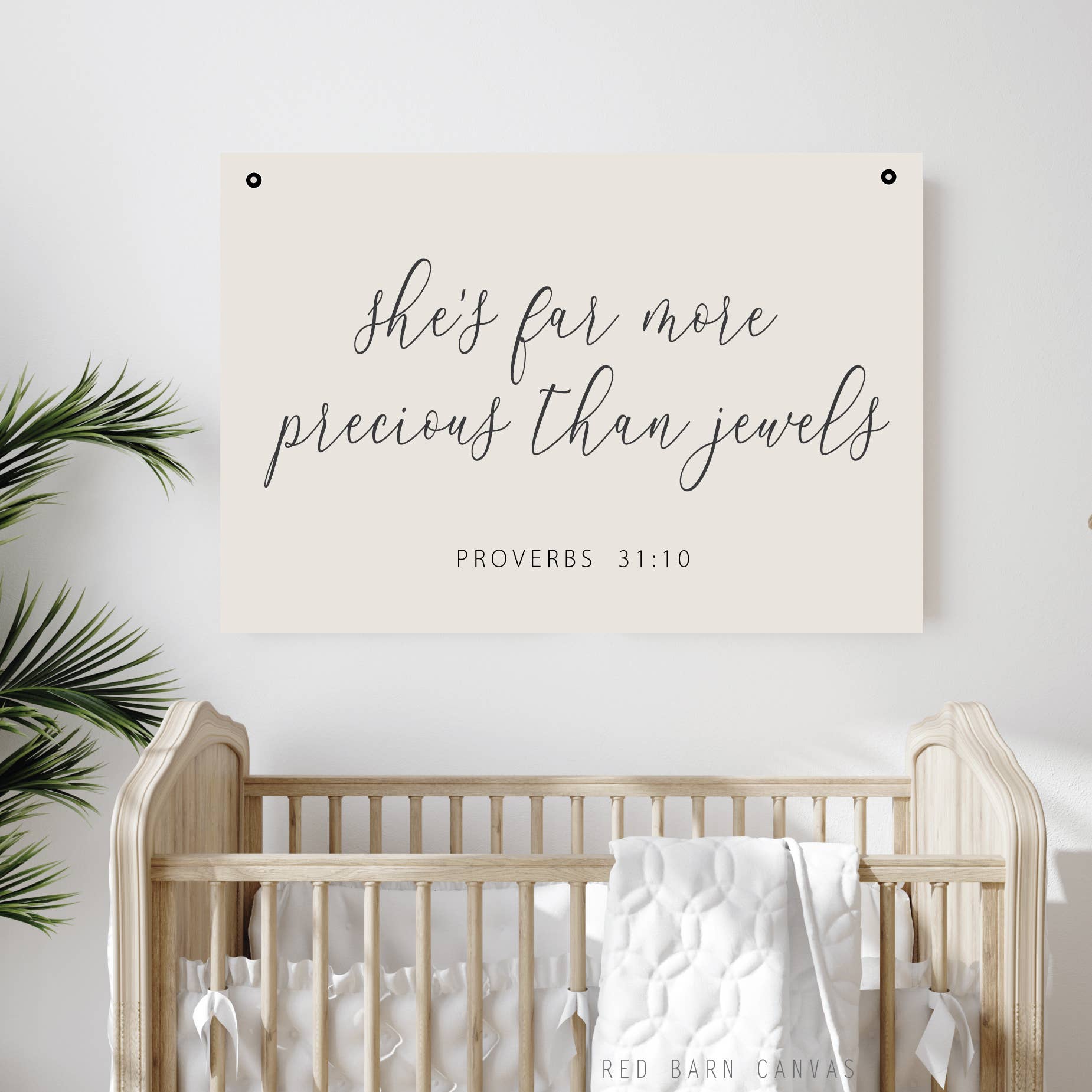 She is Far More Precious Than Jewels – Bible Verse Canvas for Nursery or Home