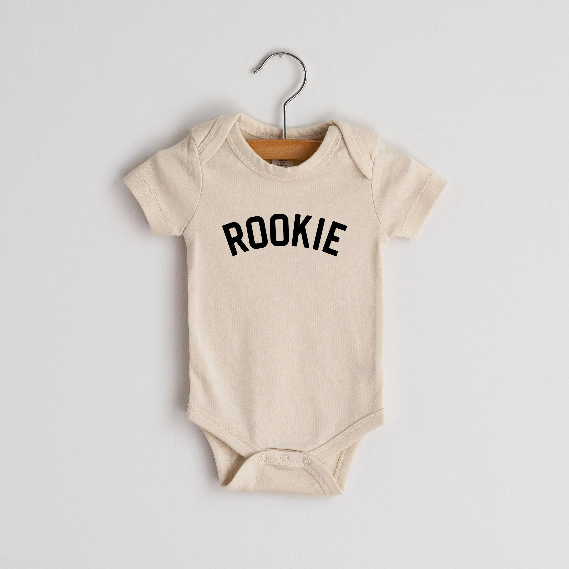 “Rookie” Organic Cotton Baby Onesie – Reporting for Cuteness