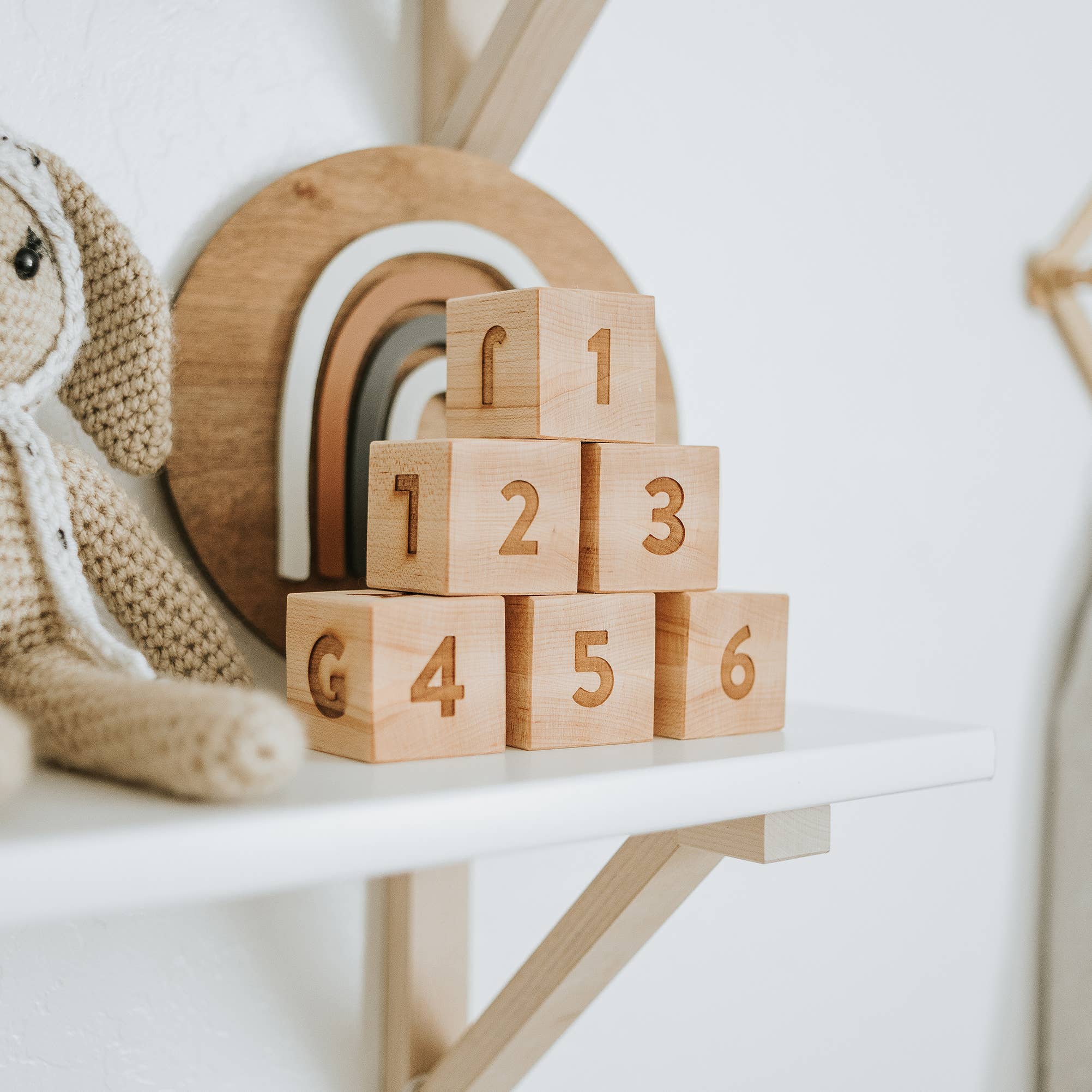 Alphabet & Number Wooden Block Set – maple, handmade, safe for little ones