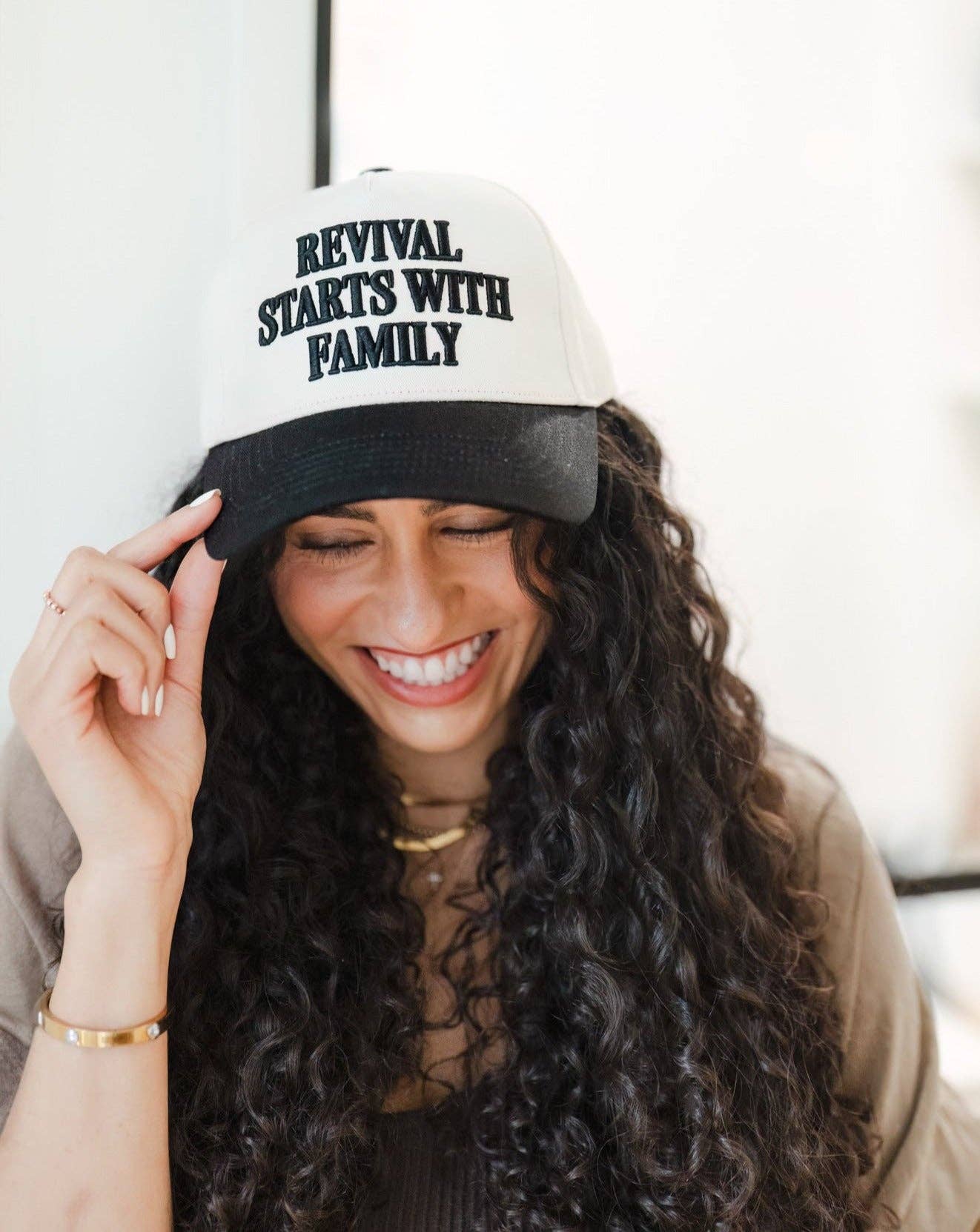 Revival Starts with Family Hat – Christian Cotton Cap (Adjustable, Unisex)