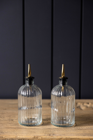 Scallop Glass Dispenser Bottle for Olive Oil or Vinegar – 16 oz