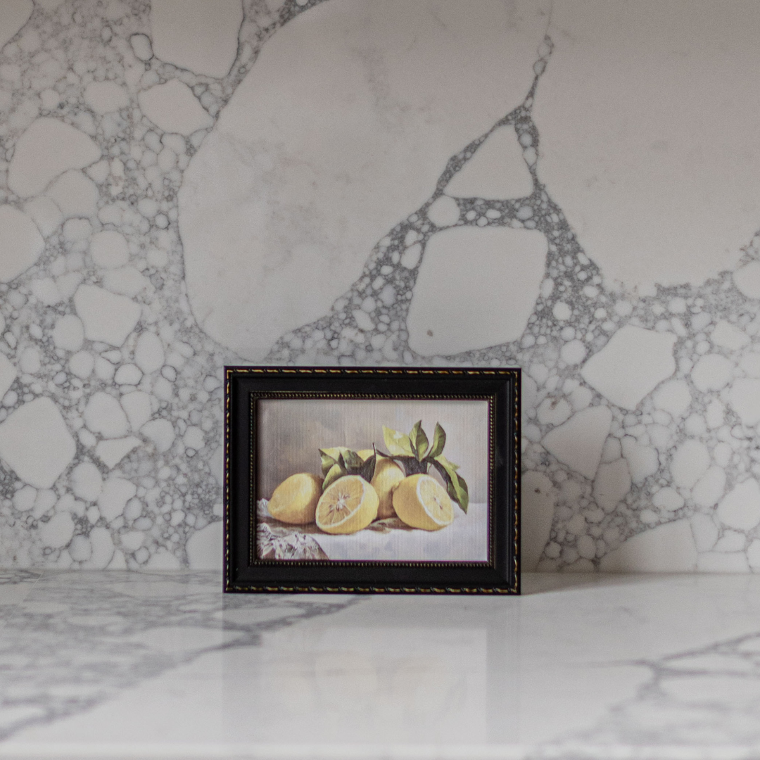 Muted Lemon Citrus Framed Art – French Country Kitchen Wall Décor (8x10)