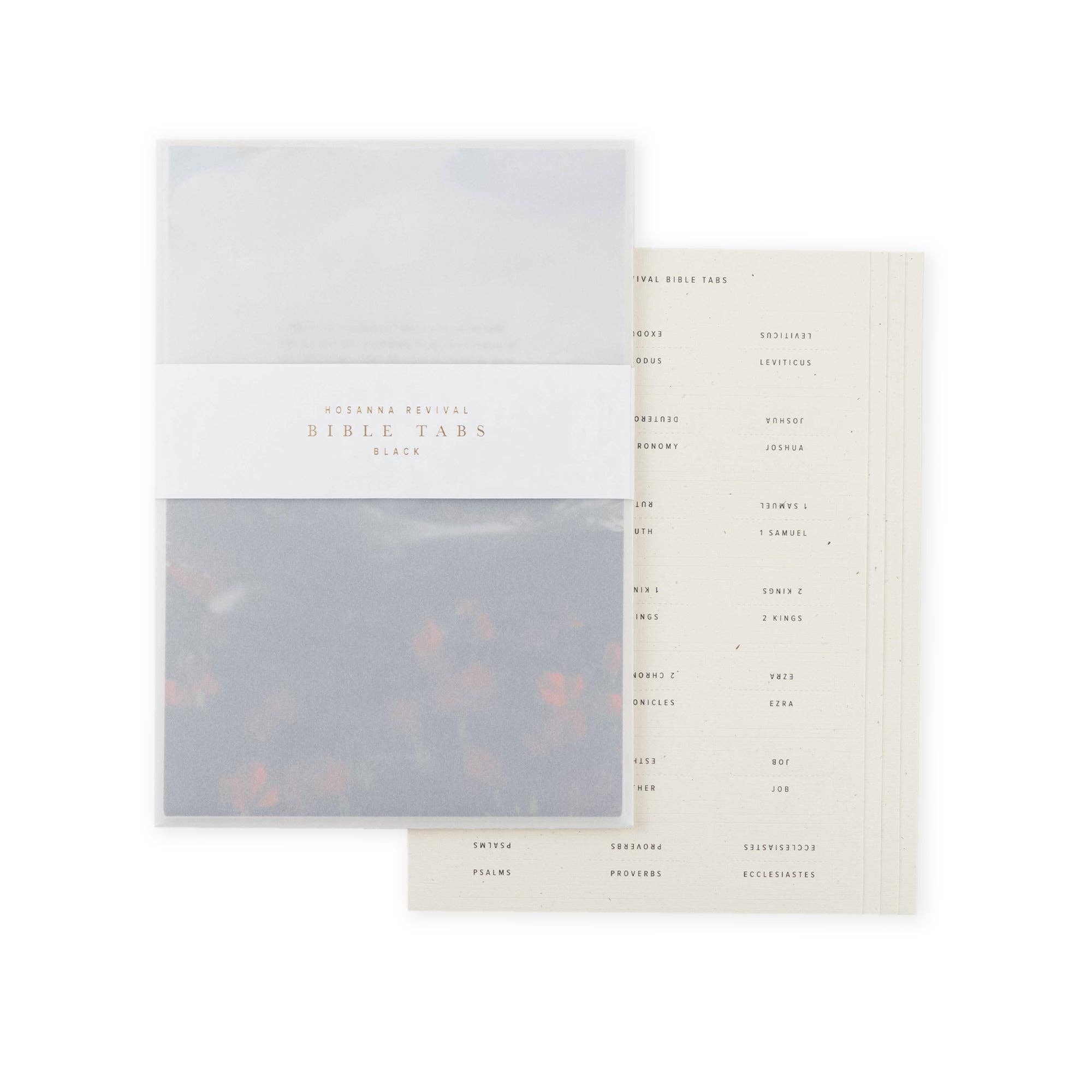 Linen Paper Bible Tabs — Black Foil