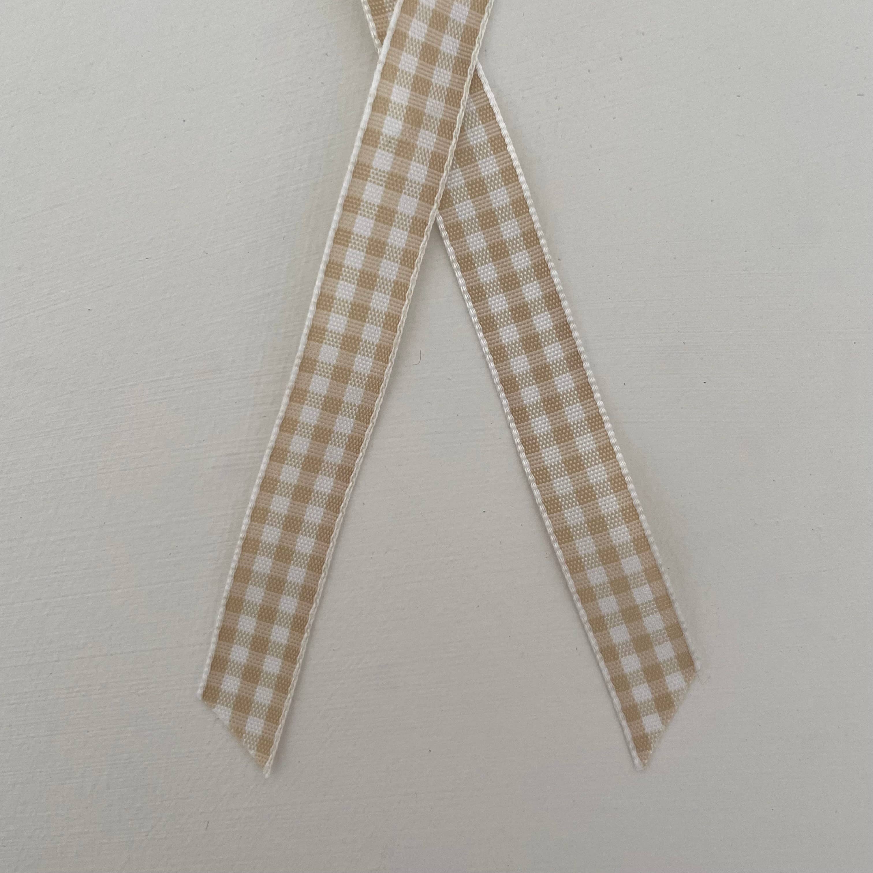 Handmade Brass Bell Ornament | Neutral Gingham Ribbon