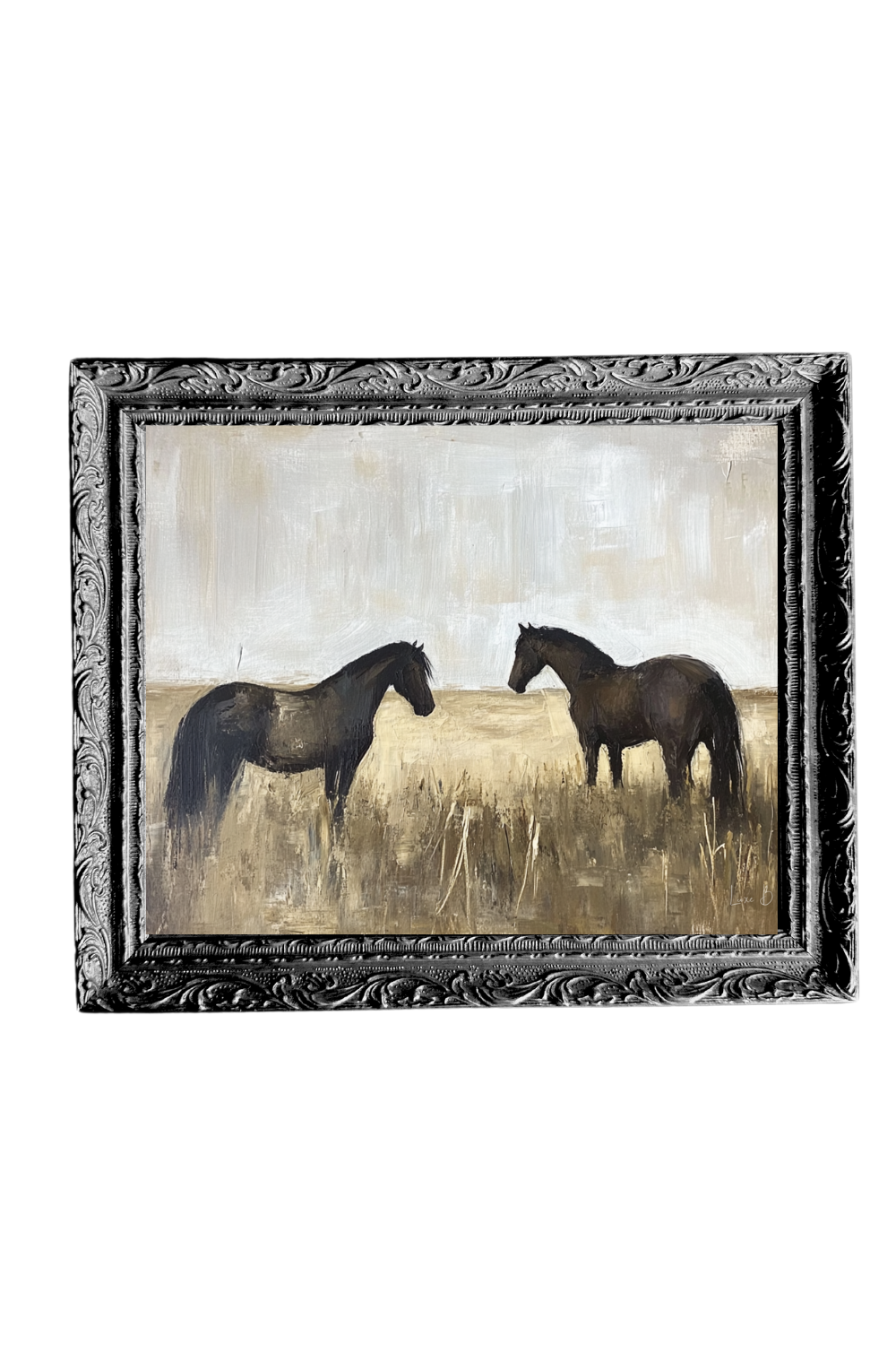 Black Stallions Framed Art – Vintage-Inspired French Wall Décor (5x7)
