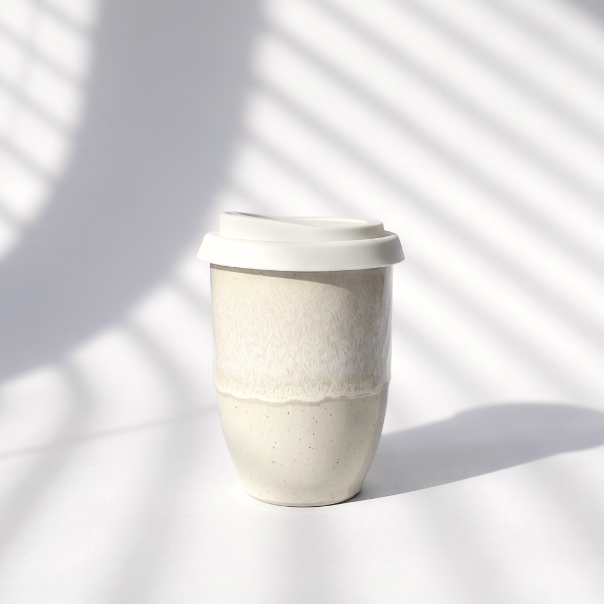 Neutral Ceramic Travel Cup – 8oz Handmade Coffee Mug (Microplastic Free, Made in Portugal)