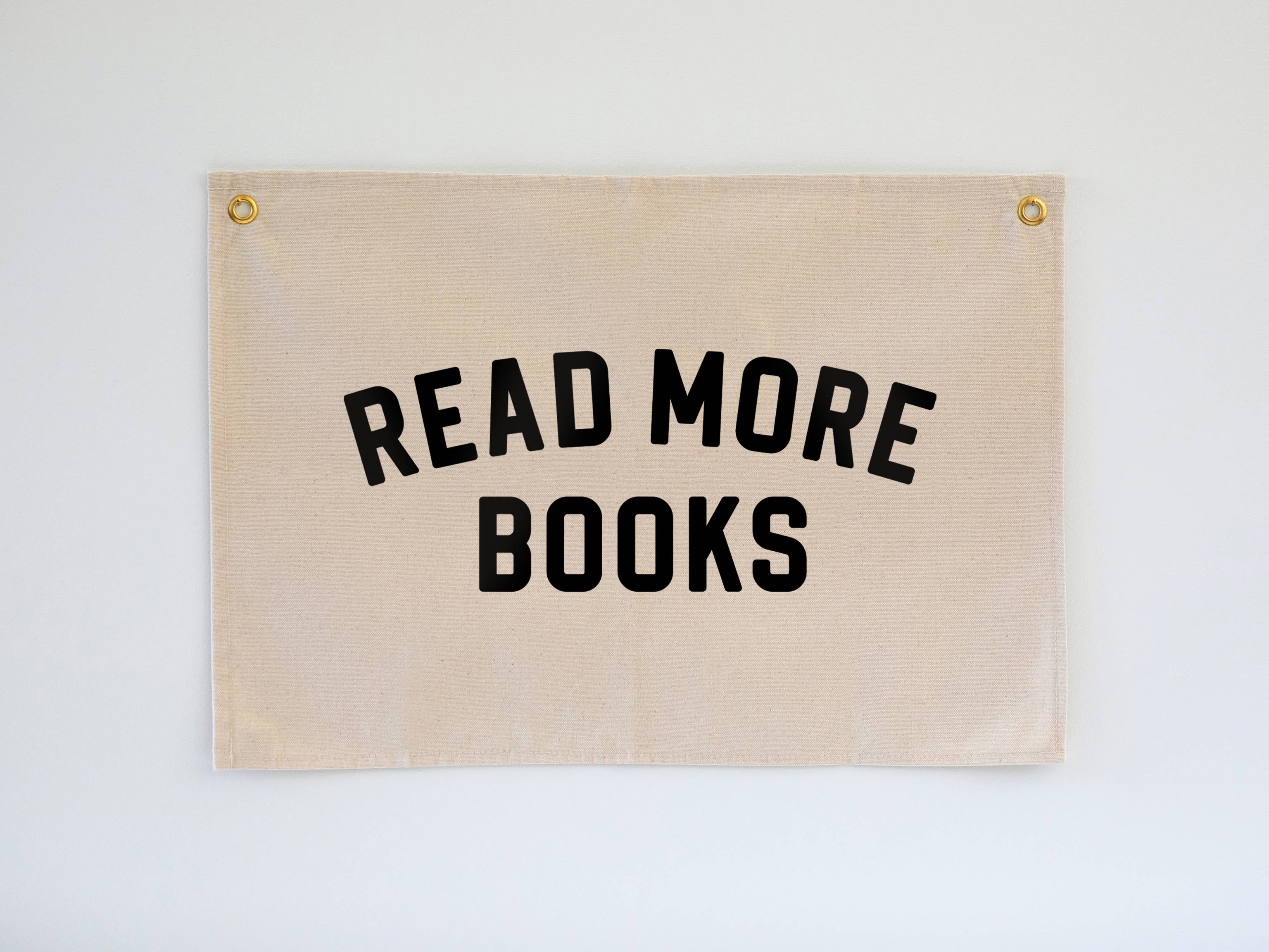 Book Lover Gift – Read More Books Natural Canvas Wall Hanging