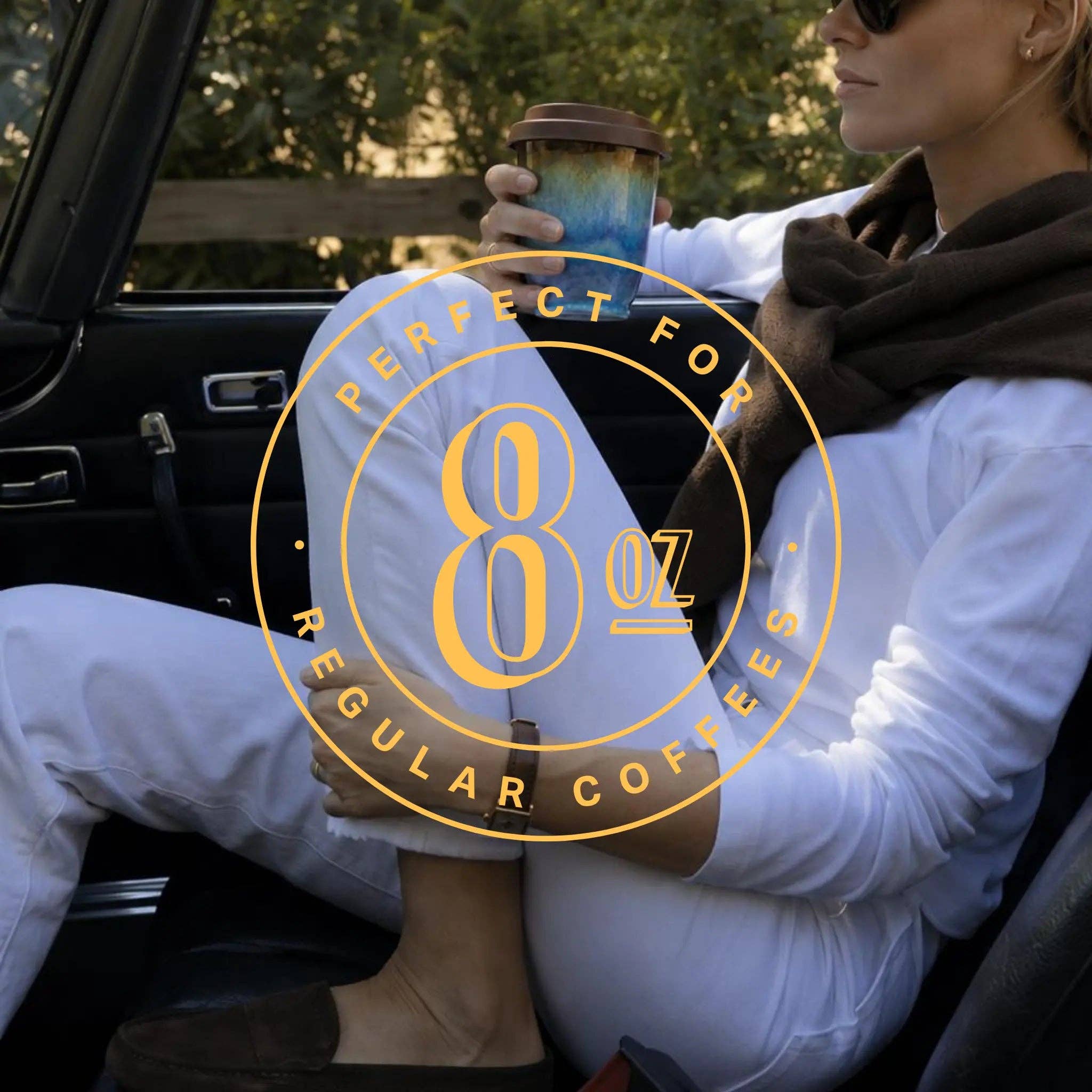 Earth Tone Ceramic Travel Cup – 8oz Handmade Coffee Mug (Microplastic Free, Made in Portugal)