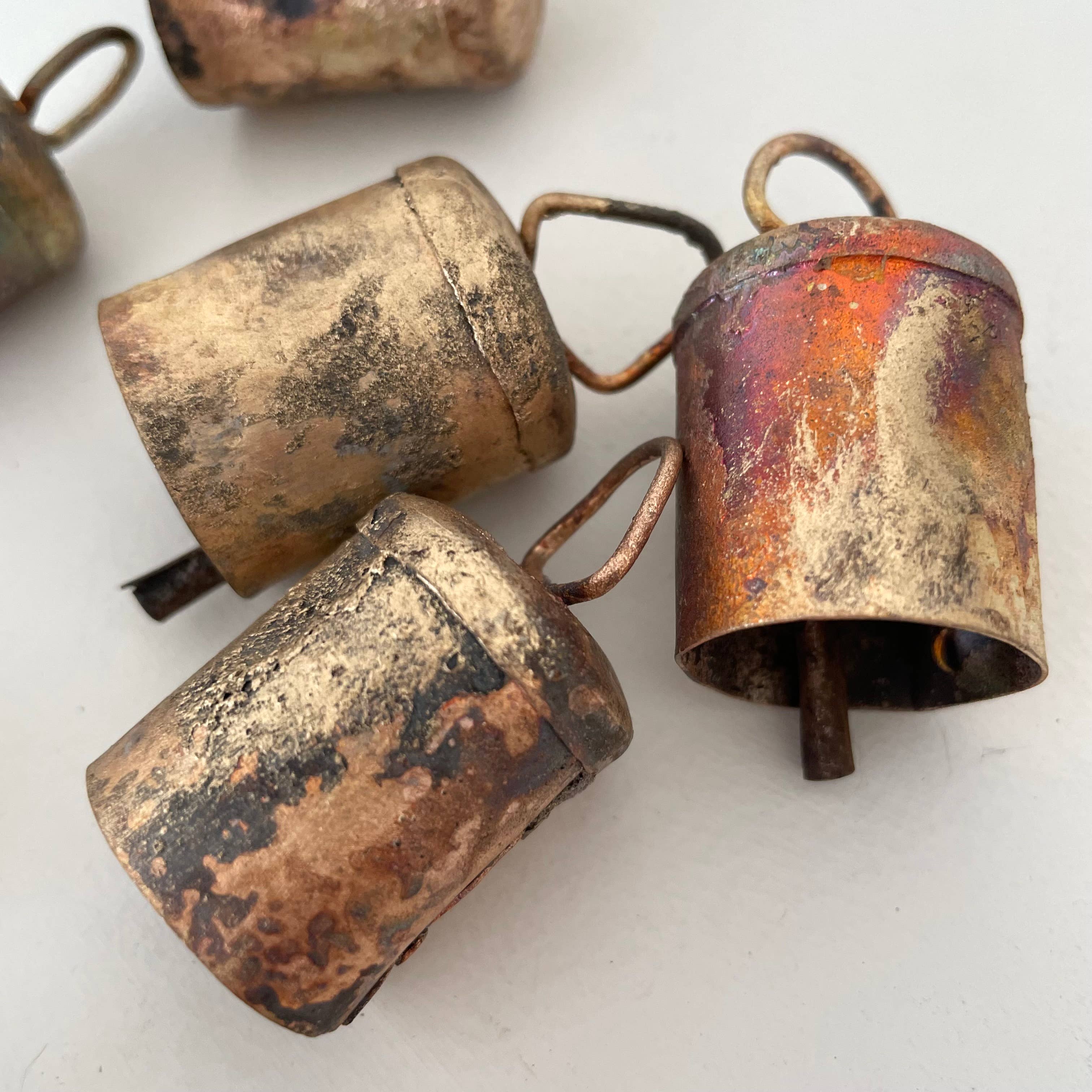 Handmade Brass Bell Ornament | Sage Velvet Ribbon