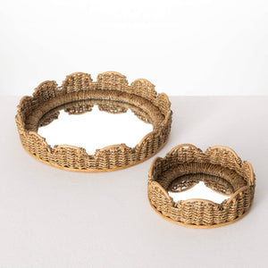 mirrored woven table tray